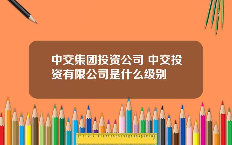 中交集团投资公司 中交投资有限公司是什么级别